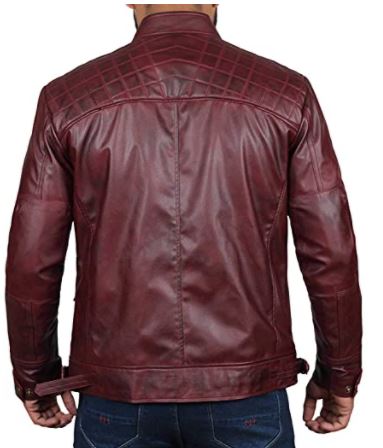 Men's Maroon Leather Biker Jacket - Image 3