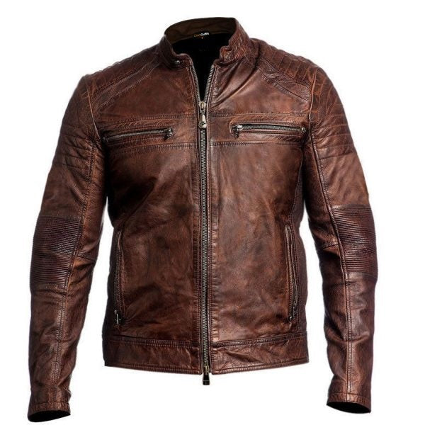 Men Antique brown leather jacket, Biker leather jackets for men