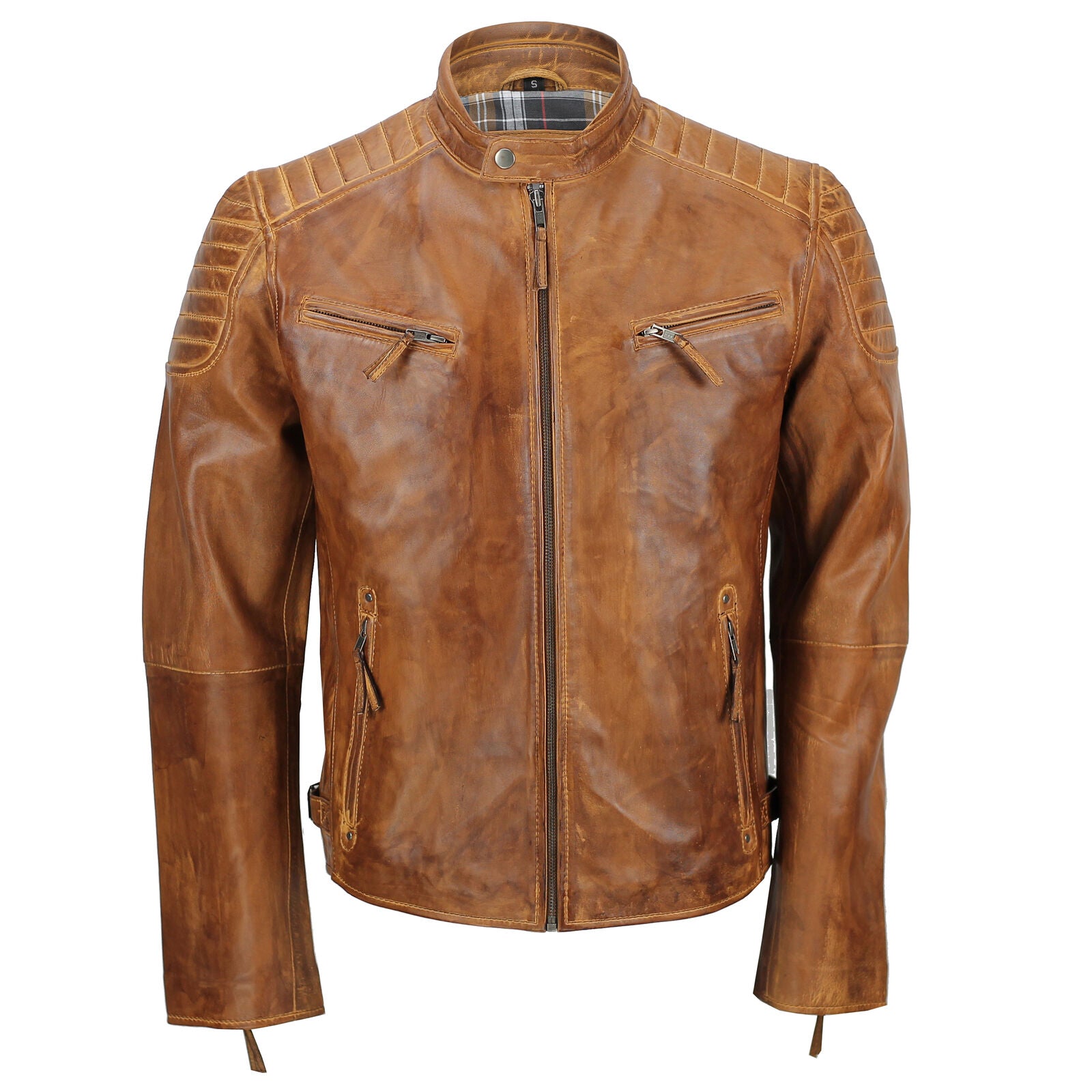 Men antique brown leather jacket, Men tan brown biker leather jacket