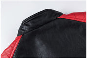 Men's Black and Red Leather Biker Jacket - Image 3