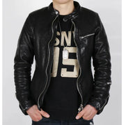 Men's Black Leather Motorcycle Jacket