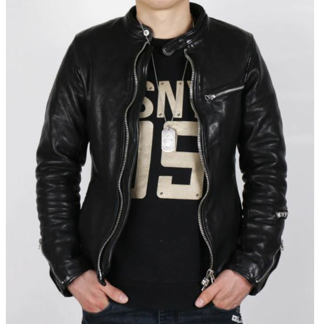 Men's Black Leather Motorcycle Jacket