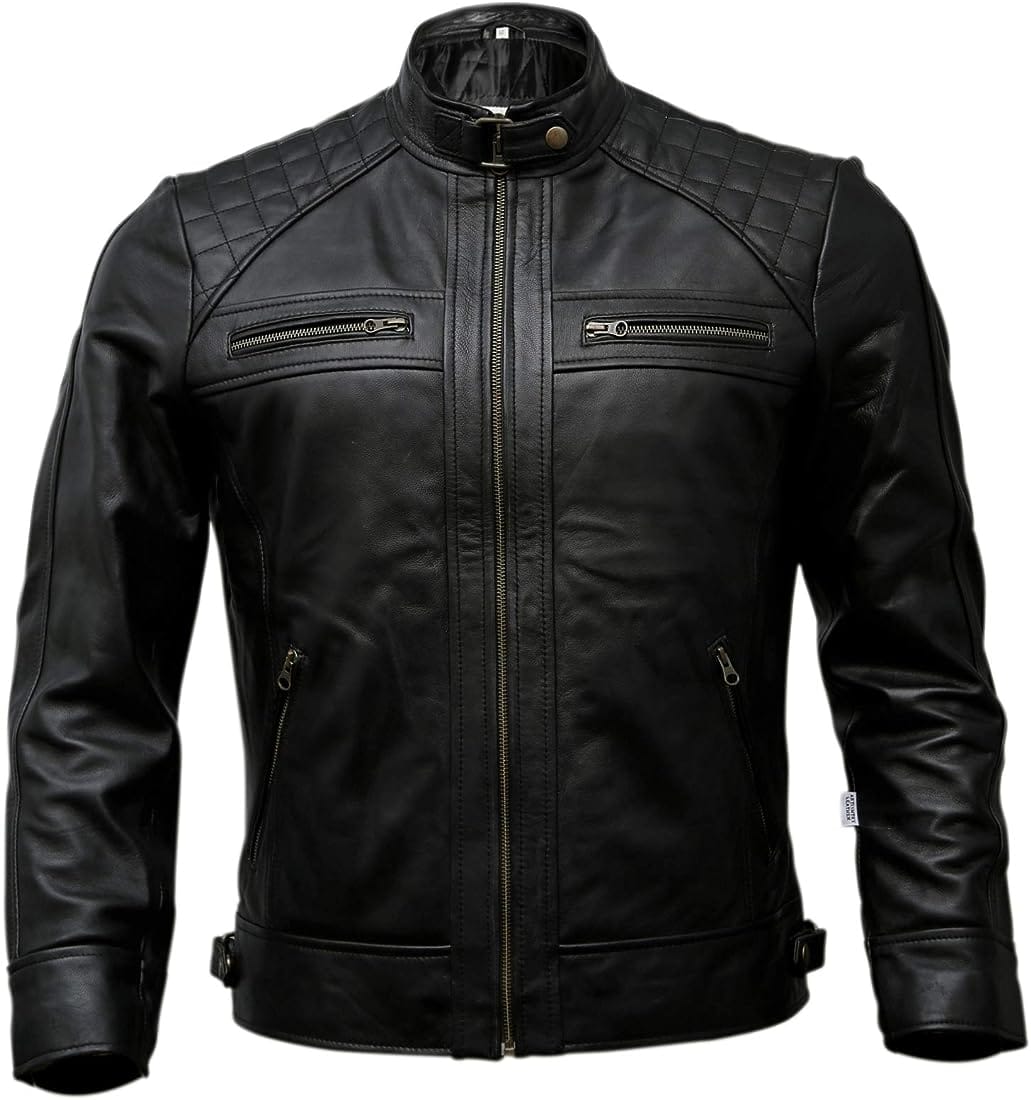 Men's Black Leather Biker Jacket