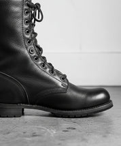 Men Black Combat Boots, Style Leather Boots, Army Boot - detail-view-showing-texture