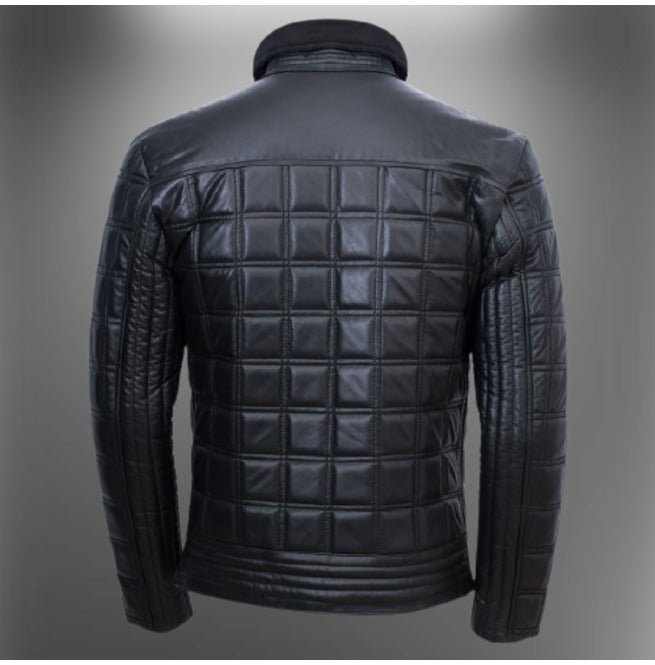 Men's Black Lamb Skin Biker Jacket - Image 2