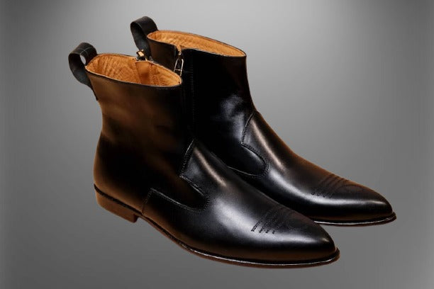 Men Black Leather Ankle Chelsea Boots, Formal Dress Business Boots