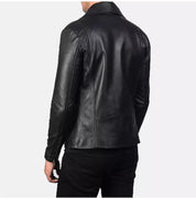 Handmade Men Black Leather Biker Jacket, Mens Wide Collar Jacket , Mens Jackets - Image 3
