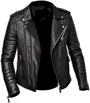 Men's Black Leather Biker Jacket