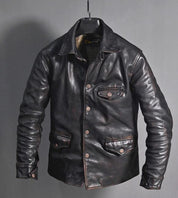 Black Leather Biker Coat for Winter Fashion - Image 3