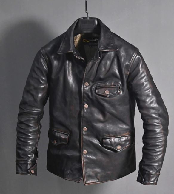 Black Leather Biker Coat for Winter Fashion - Image 3