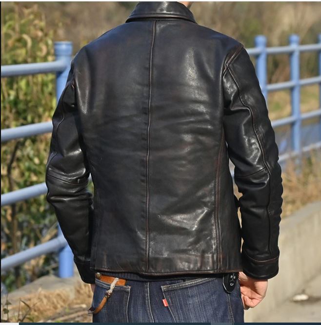 Black Leather Biker Coat for Winter Fashion - Image 2