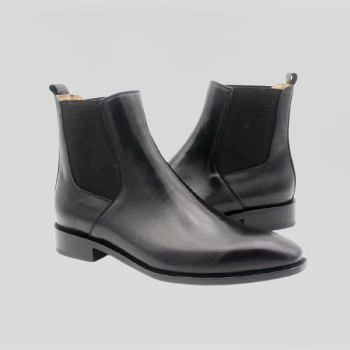 Men's Black Leather Chelsea Boots, Formal Ankle Boots