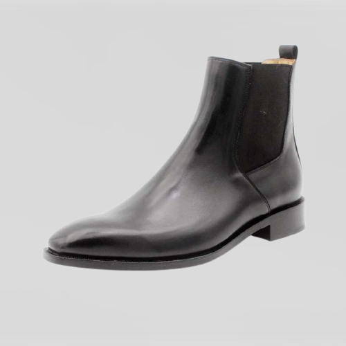 Men's Black Leather Chelsea Boots, Formal Ankle Boots - Image 2
