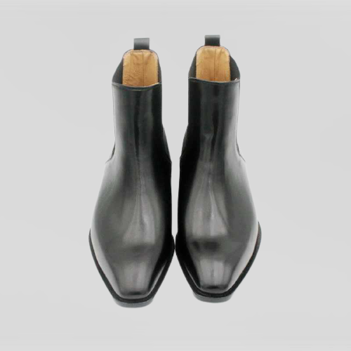 Men's Black Leather Chelsea Boots, Formal Ankle Boots - Image 3
