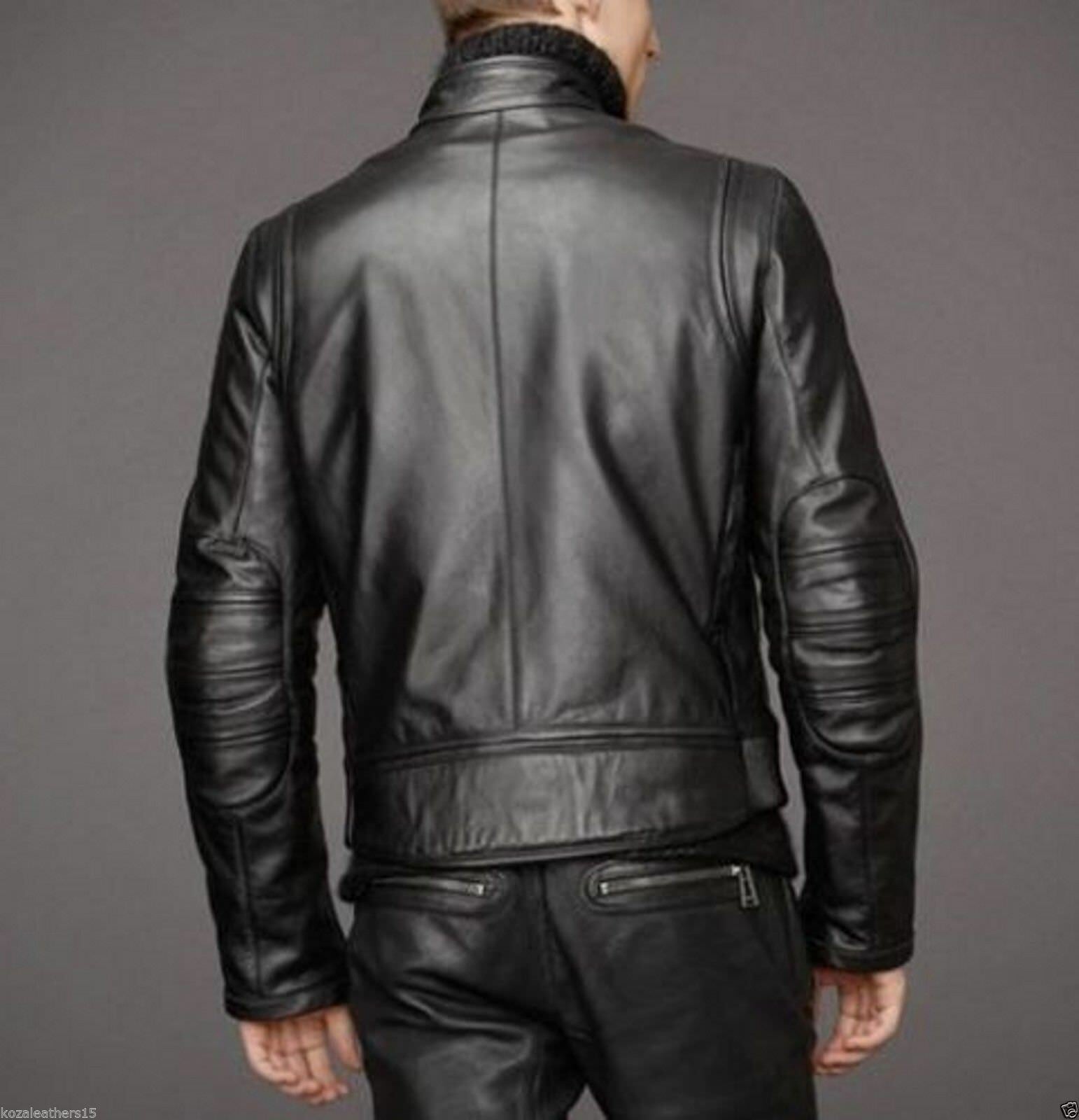 Men black Leather Motorcycle Jacket, Black biker leather Jacket