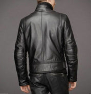 Men black Leather Motorcycle Jacket, Black biker leather Jacket