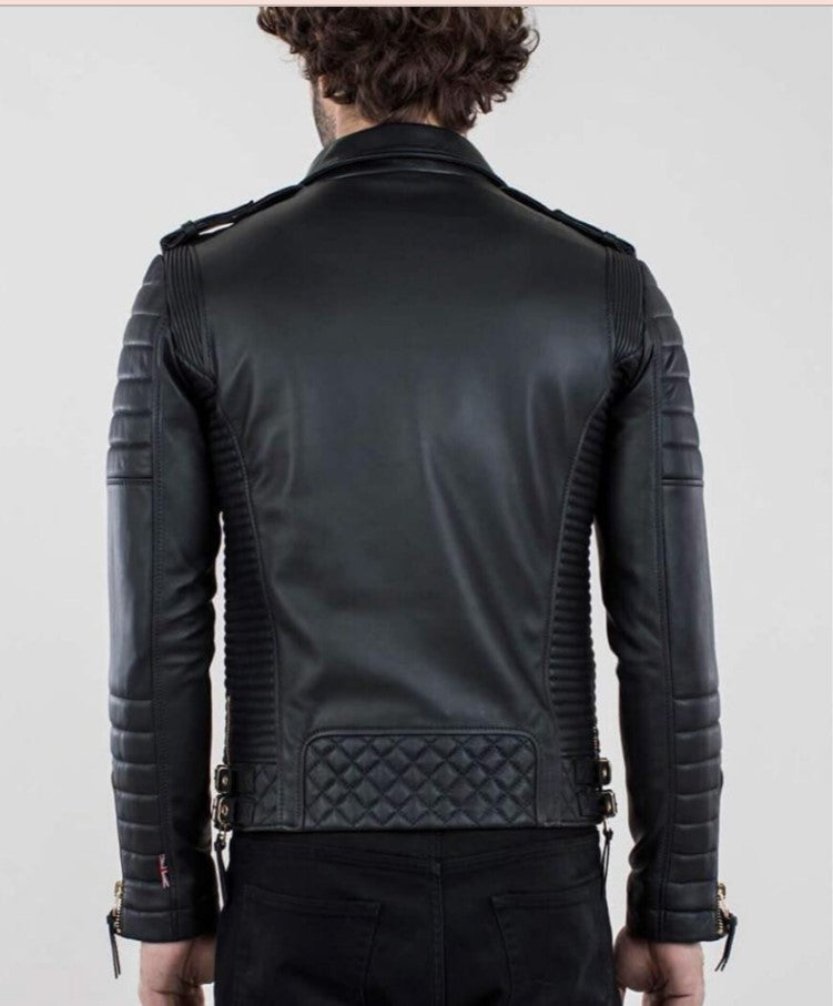 Men Black Leather Motorcycle Jacket, Winter Fashion Leather Jacket for men