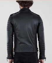 Black Leather Motorcycle Jacket for Winter Fashion - Image 3