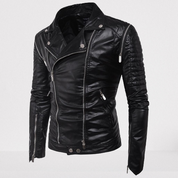 Handmade Men Black Leather Slim Fit Biker Jacket, Men Leather Outerwear for Racers