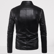 Handmade Men Black Leather Slim Fit Biker Jacket, Men Leather Outerwear for Racers - Image 2