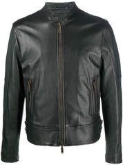 Handmade Men Black Leather Slim Fit Jacket, Men Biker Jacket, Motorcycle Jacket