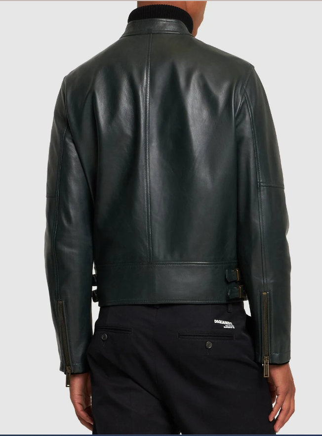 Handmade Men Black Leather Slim Fit Jacket, Men Biker Jacket, Motorcycle Jacket - Image 2