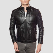 Handmade Men Black Leather Slimfit Jacket, Men Biker Jacket, Leather Jacket Men