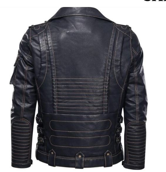 Black Leather Biker Jacket - Image 4