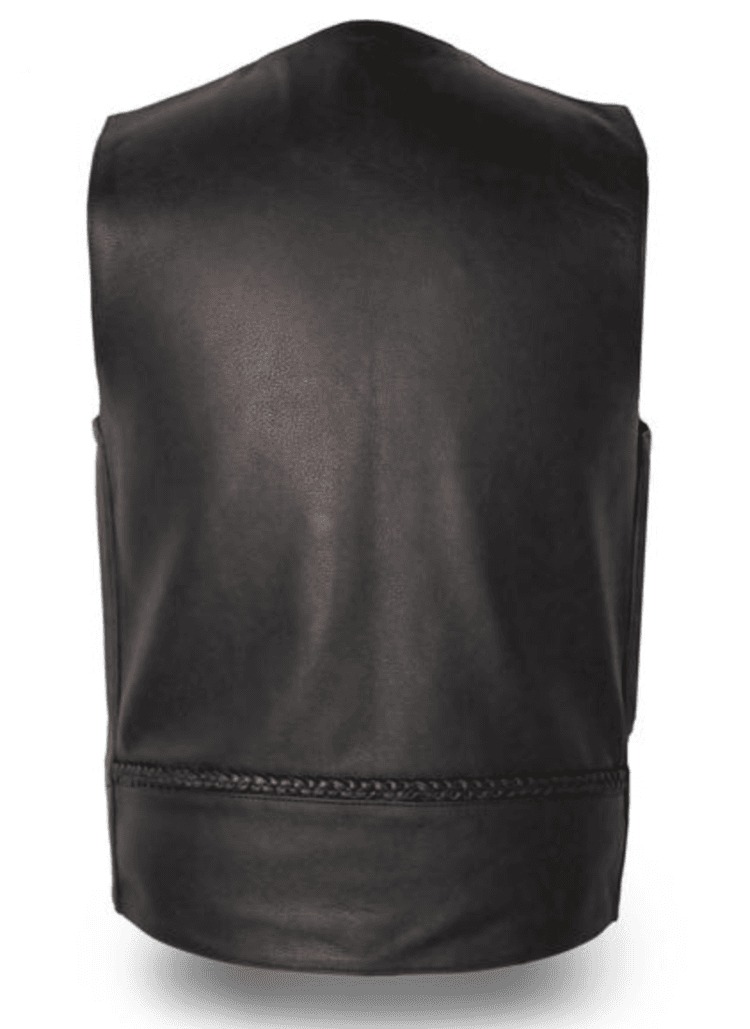 Men black Leather Vest, Mens Fashion ROCK Punk leather V neck vest