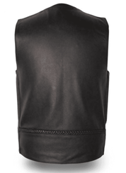Men black Leather Vest, Mens Fashion ROCK Punk leather V neck vest