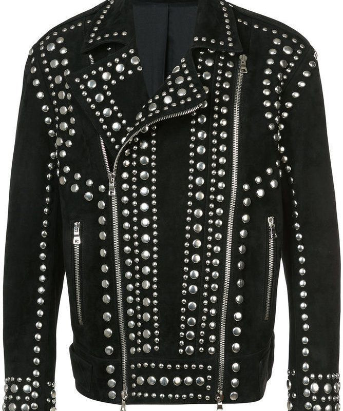 Black Studded Jacket in Suede for Punk Style