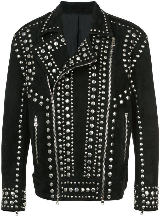 Black Studded Jacket in Suede for Punk Style