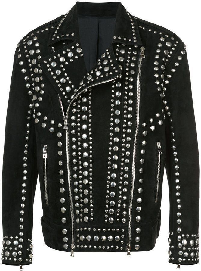 Punk Men Black Studded Jacket, Suede Studded Jacket, Jackets