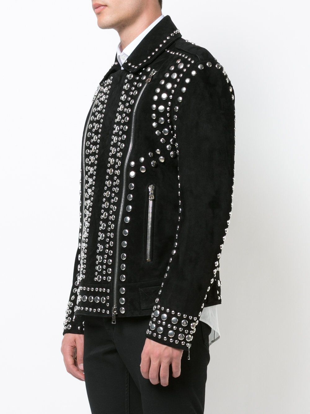 Black Studded Jacket in Suede for Punk Style - Image 3