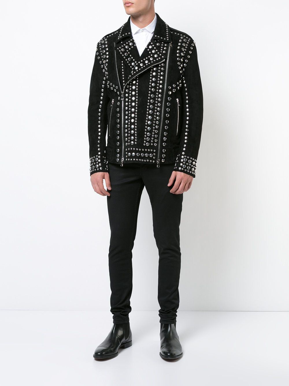 Punk Men Black Studded Jacket, Suede Studded Jacket, Jackets