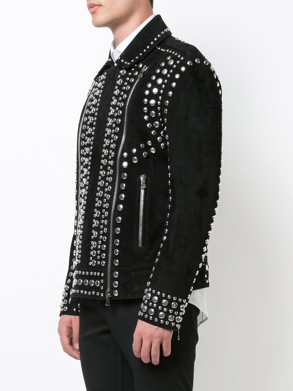 Punk Men Black Studded Jacket, Suede Studded Jacket, Jackets