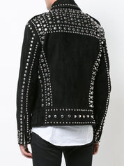 Black Studded Jacket in Suede for Punk Style - Image 2