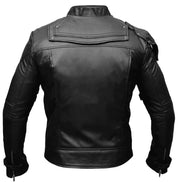 Sheep Leather Bomber Jacket in Black, Biker Style - Image 2
