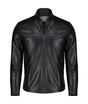 Handmade Men Black Sheep Leather Jacket, Men Motorcycle Jacket, Biker Jacket for Men