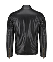 Handmade Men Black Sheep Leather Jacket, Men Motorcycle Jacket, Biker Jacket for Men - Image 2