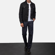 Handmade Men Black Suede Trucker Jacket, Suede Multi Pocket Jacket, Jacket for Men - Image 3