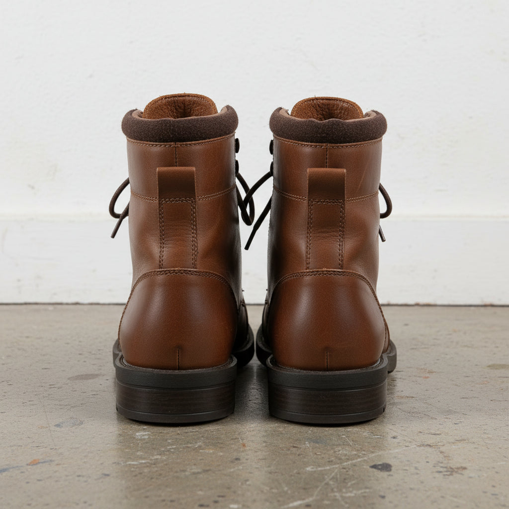 Men Brown Combat Boot, Cap Toe Boots, Handmade Leather Boot