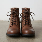 Men Brown Combat Boot, Cap Toe Boots, Handmade Leather Boot