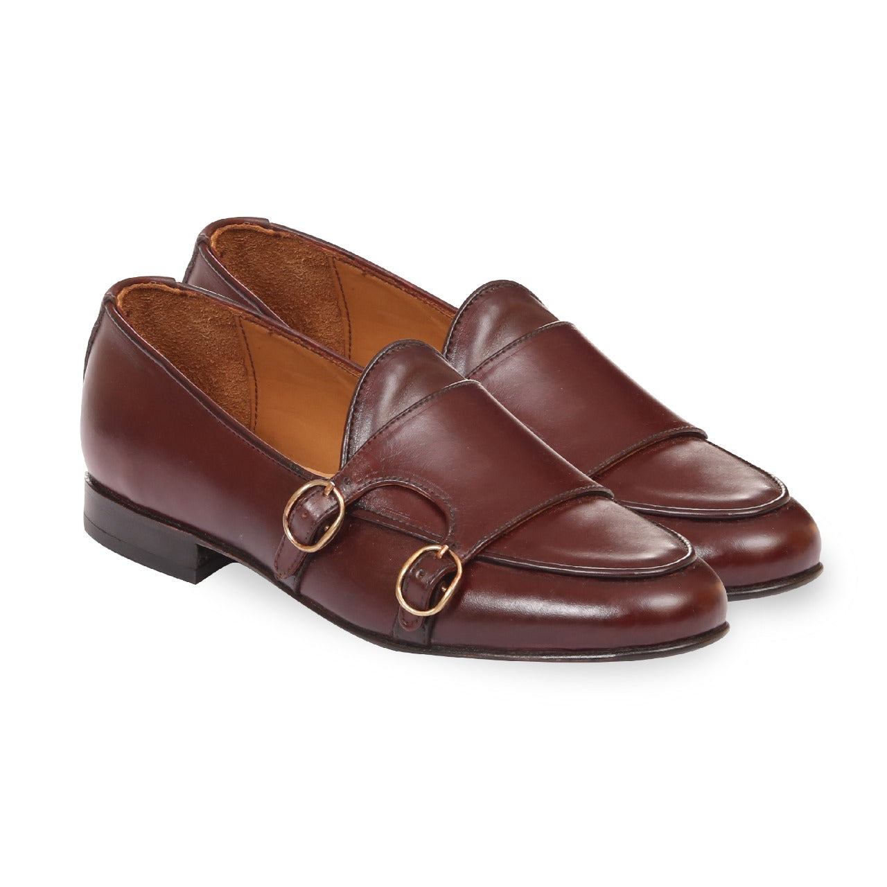 Men brown Double monk Penny Loafer Shoes, brown casual leather shoes