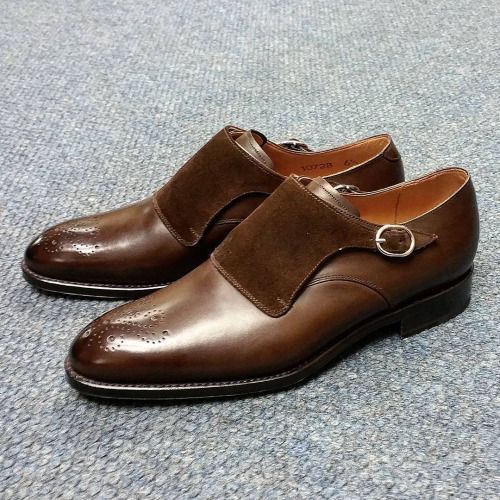 Men Brown Formal Monk Shoes, Mens Fashion Brown Dress Shoes, New Shoes