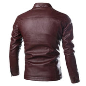 Men's Genuine Leather Biker Jacket in Brown - Image 2