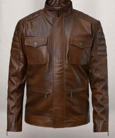 Men's Antique Brown Leather Biker Jacket
