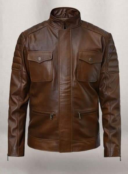 Men's Antique Brown Leather Biker Jacket
