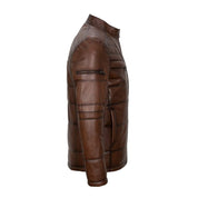 Handmade Men Brown Real Leather Quilted Jacket, Men Antique Brown Biker Jacket - Image 2
