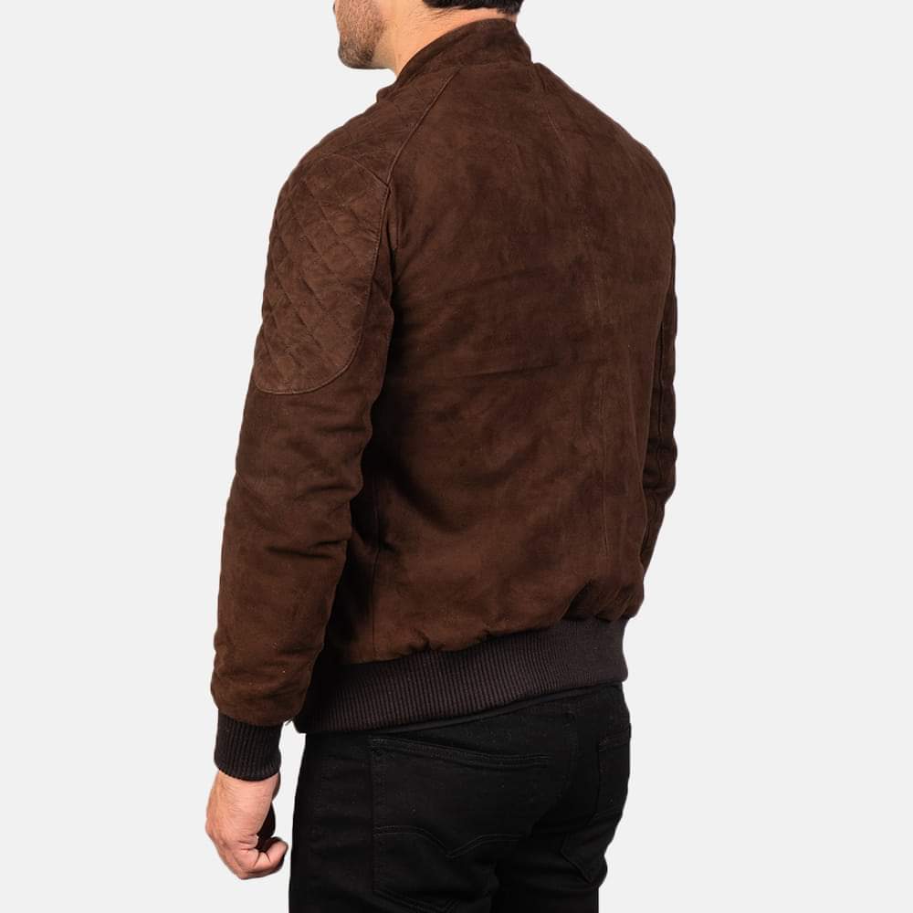 Handmade Men Brown Suede Slim Fit Jacket, Men Brown Suede Biker Jacket - Image 3